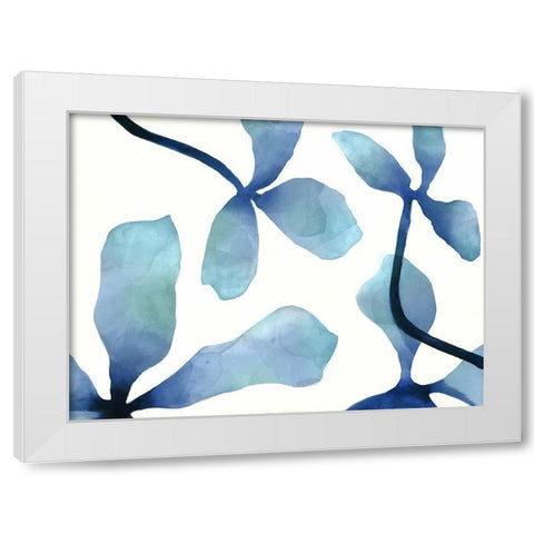 Indigo Blossoms IV White Modern Wood Framed Art Print by Hendrick, Cathy