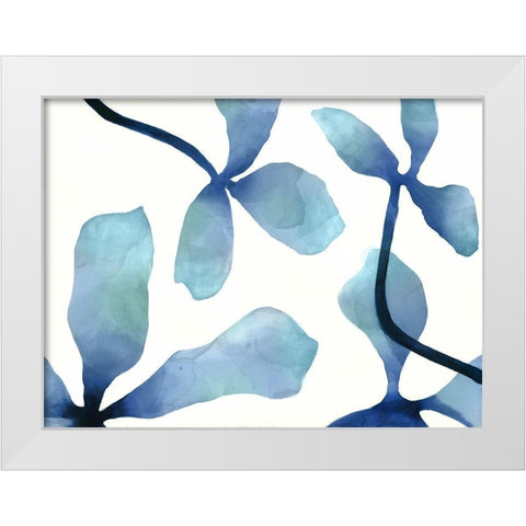 Indigo Blossoms IV White Modern Wood Framed Art Print by Hendrick, Cathy