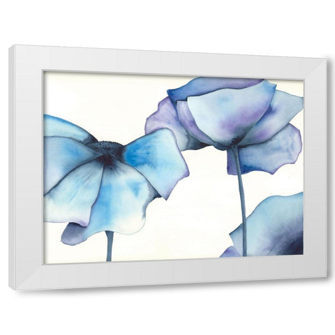 Blue Poppy II White Modern Wood Framed Art Print by Hendrick, Cathy