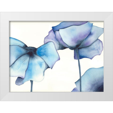 Blue Poppy II White Modern Wood Framed Art Print by Hendrick, Cathy