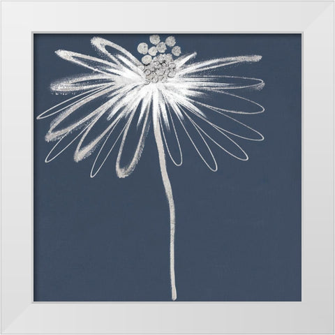 Silver Blooms I White Modern Wood Framed Art Print by Hendrick, Cathy
