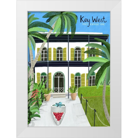 Key West Hemingway White Modern Wood Framed Art Print by Day, Carla