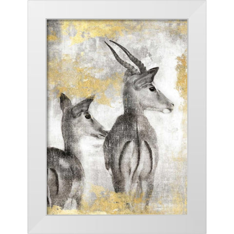 Antelope White Modern Wood Framed Art Print by Peregojina, Dina