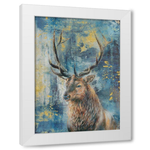 Highland Stag White Modern Wood Framed Art Print by Peregojina, Dina