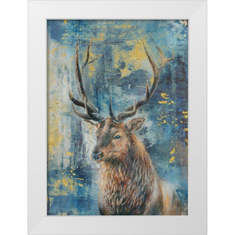 Highland Stag White Modern Wood Framed Art Print by Peregojina, Dina