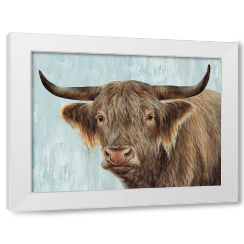 Bull White Modern Wood Framed Art Print by Perejogina, Dina