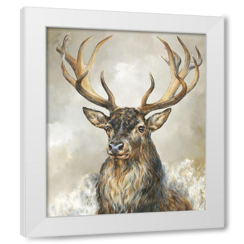 Deer Hart  White Modern Wood Framed Art Print by Perejogina, Dina