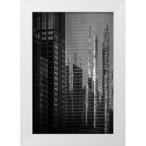 Chicago Reflections  White Modern Wood Framed Art Print by Kirshner, Dmitry