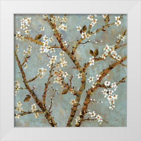Grey Blossoms White Modern Wood Framed Art Print by Dolce, Carmen
