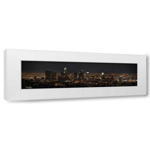 LA Night Panorama White Modern Wood Framed Art Print by Stein, Daniel