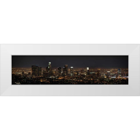 LA Night Panorama White Modern Wood Framed Art Print by Stein, Daniel