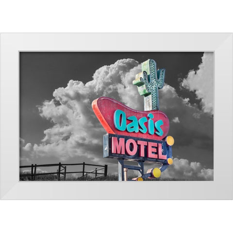 Oasis Motel Vintage Sign White Modern Wood Framed Art Print by Stein, Daniel