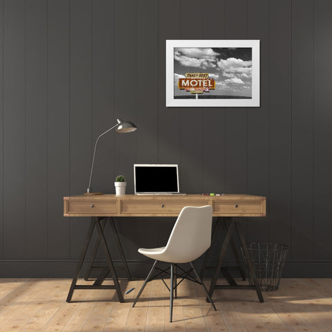 Shady Rest Motel Vintage Sign White Modern Wood Framed Art Print by Stein, Daniel