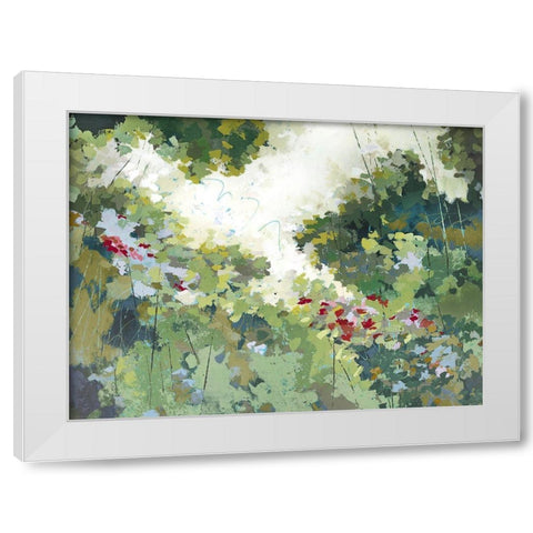 Lush Wildflower Garden  White Modern Wood Framed Art Print by Riger, Sue