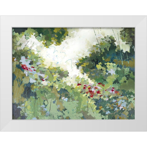 Lush Wildflower Garden  White Modern Wood Framed Art Print by Riger, Sue