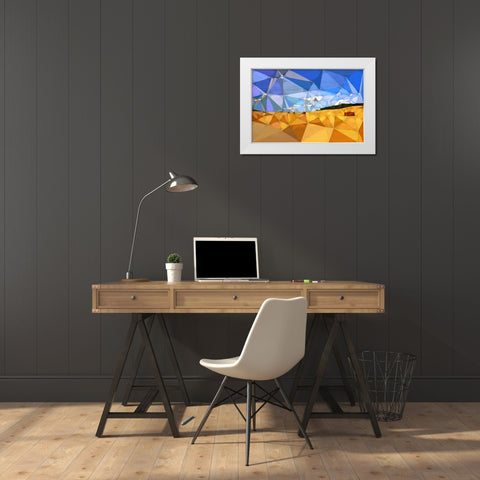 Broad View Blue II White Modern Wood Framed Art Print by Varrasso, Enrico