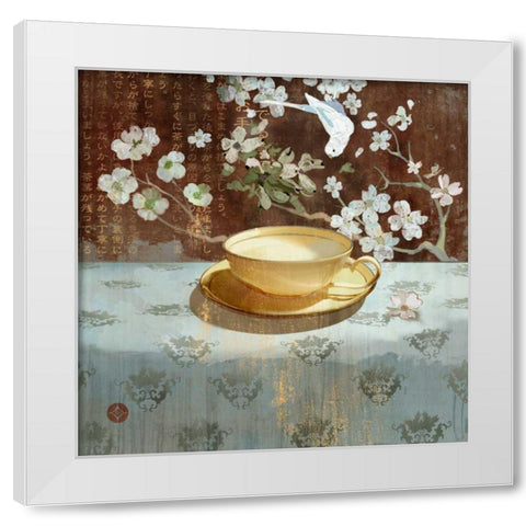 Regency Tea Cup White Modern Wood Framed Art Print by Evelia Designs