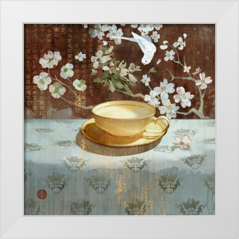 Regency Tea Cup White Modern Wood Framed Art Print by Evelia Designs