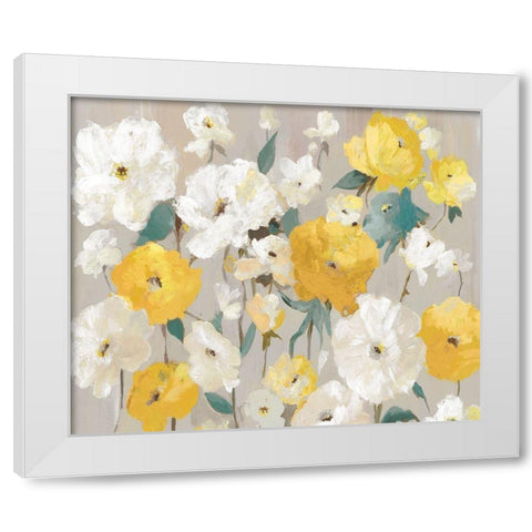 Yellow Bouquet  White Modern Wood Framed Art Print by K, Ella