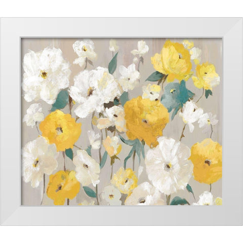 Yellow Bouquet  White Modern Wood Framed Art Print by K, Ella