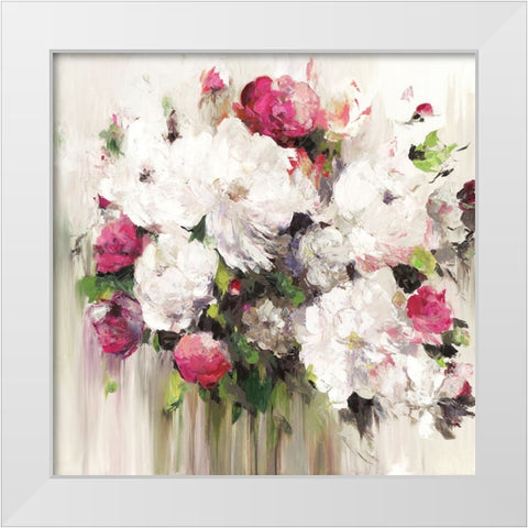 Bouquet of Pink Flowers White Modern Wood Framed Art Print by Ella K