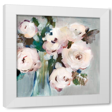 Pale Pink Bouquet I White Modern Wood Framed Art Print by LeraÂ 
