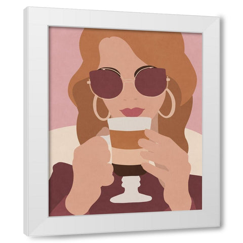 In the Cafe  White Modern Wood Framed Art Print by Leonard, Sarah