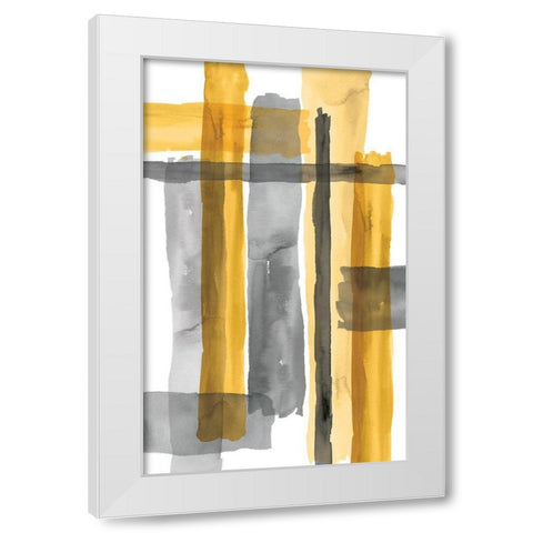 Golden Criss Cross White Modern Wood Framed Art Print by Wattes, Eva