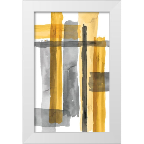 Golden Criss Cross White Modern Wood Framed Art Print by Wattes, Eva