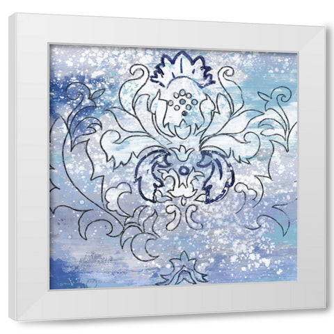 Blue Ex II White Modern Wood Framed Art Print by Watts, Eva