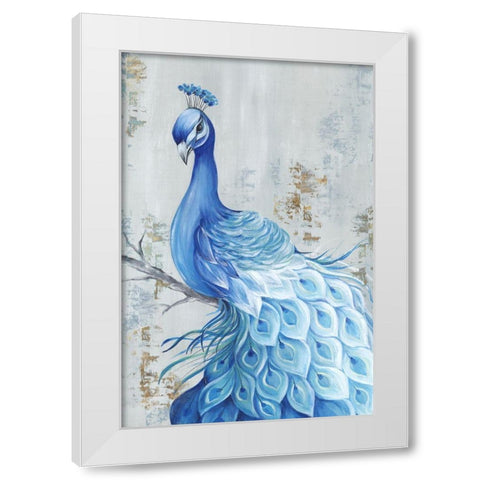 Peacock Paradise White Modern Wood Framed Art Print by Watts, Eva