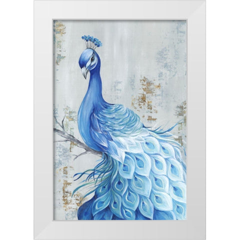 Peacock Paradise White Modern Wood Framed Art Print by Watts, Eva