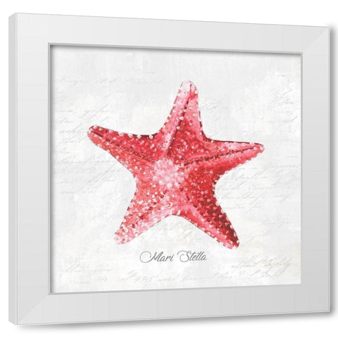 Red Starfish  White Modern Wood Framed Art Print by Watts, Eva