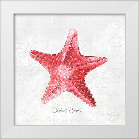 Red Starfish  White Modern Wood Framed Art Print by Watts, Eva