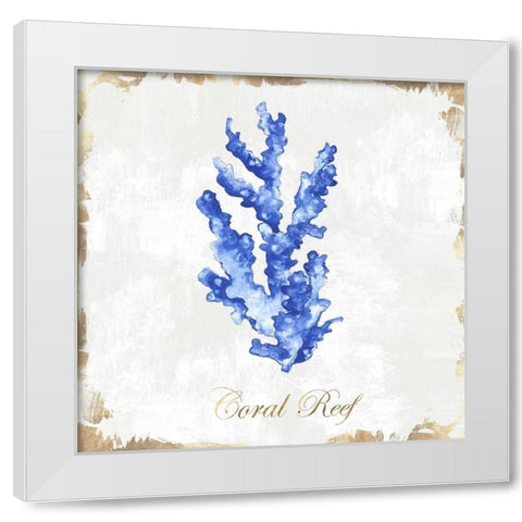 Blue Sea Coral  White Modern Wood Framed Art Print by Watts, Eva