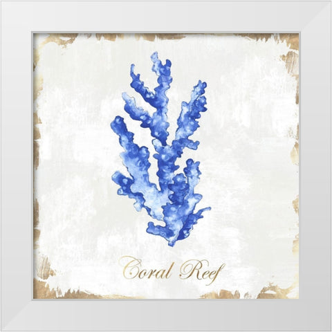 Blue Sea Coral  White Modern Wood Framed Art Print by Watts, Eva