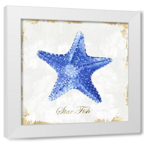 Blue Starfish  White Modern Wood Framed Art Print by Watts, Eva