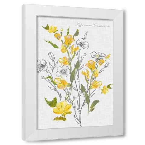 Botantical Yellow Flowers  White Modern Wood Framed Art Print by Watts, Eva