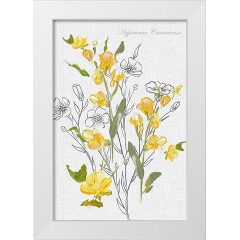 Botantical Yellow Flowers  White Modern Wood Framed Art Print by Watts, Eva