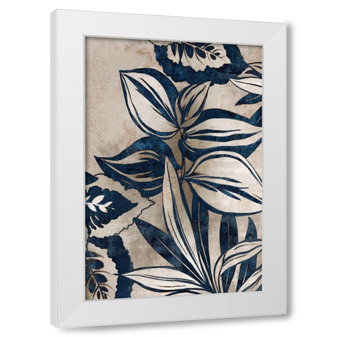 Blue Foliage I  White Modern Wood Framed Art Print by Watts, Eva