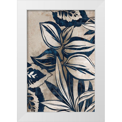 Blue Foliage I  White Modern Wood Framed Art Print by Watts, Eva