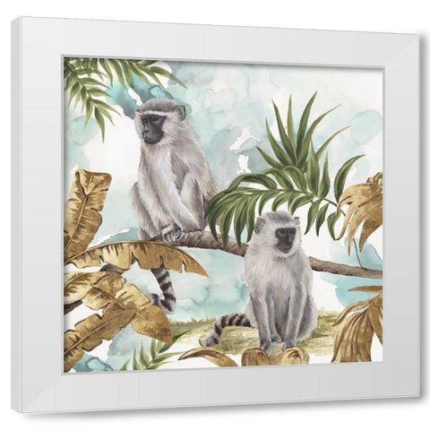 Golden Monkeys  White Modern Wood Framed Art Print by Watts, Eva