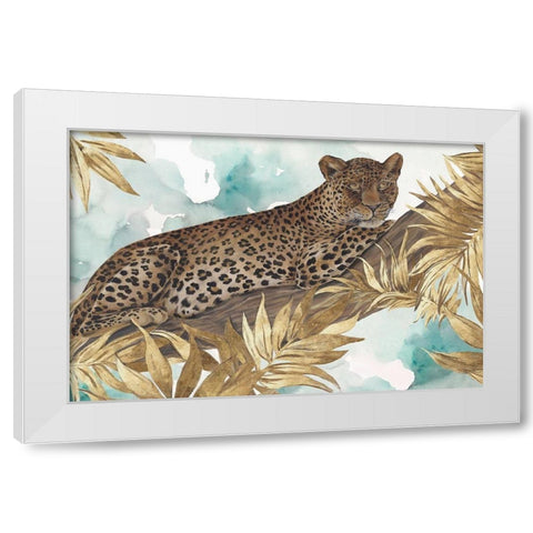 Golden Leopard  White Modern Wood Framed Art Print by Watts, Eva