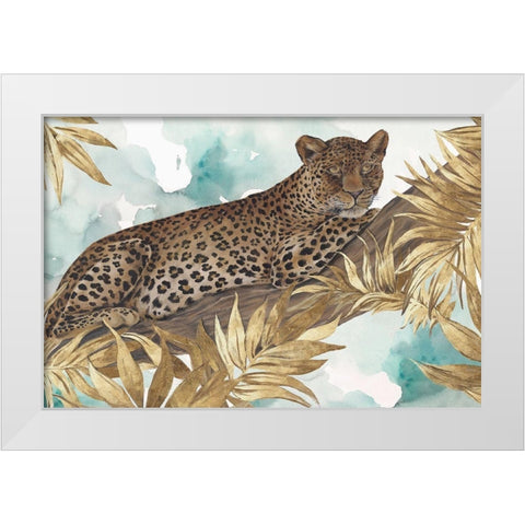 Golden Leopard  White Modern Wood Framed Art Print by Watts, Eva