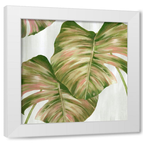 Pink Leaves II White Modern Wood Framed Art Print by Watts, Eva