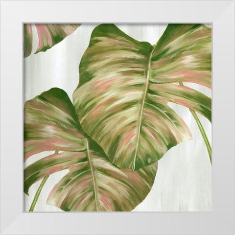 Pink Leaves II White Modern Wood Framed Art Print by Watts, Eva