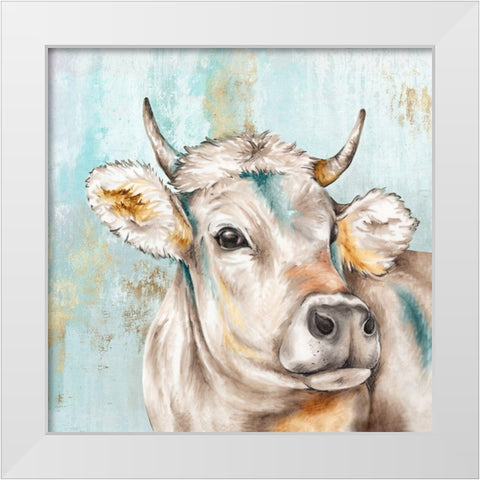 Headstrong Cow I White Modern Wood Framed Art Print by Watts, Eva