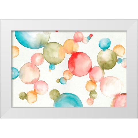 Bubblegum Balloons  White Modern Wood Framed Art Print by Watts, Eva