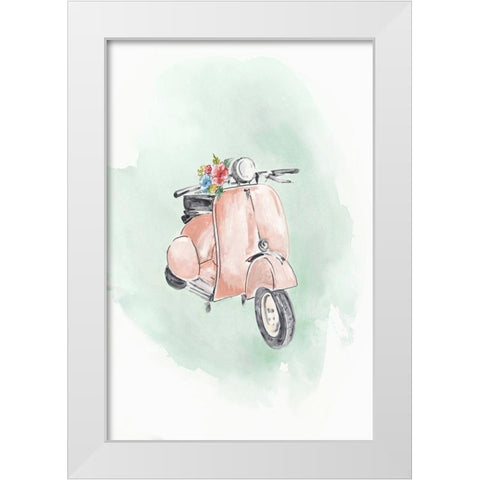Coral Bike White Modern Wood Framed Art Print by Watts, Eva