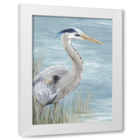 Great Blue Heron Gaze White Modern Wood Framed Art Print by Watts, Eva